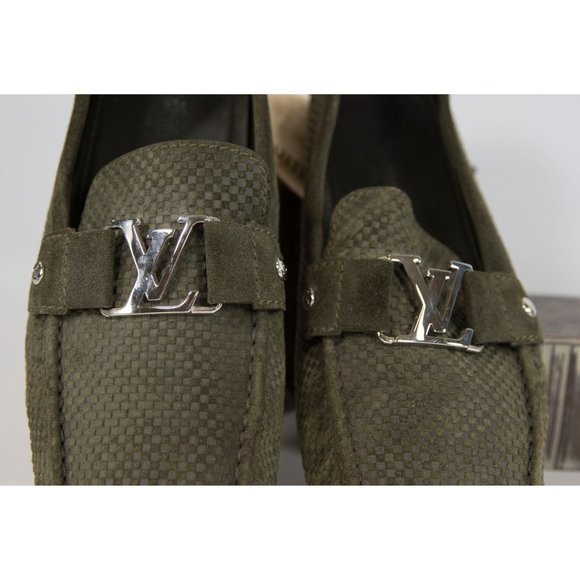 Louis Vuitton Monte Carlo Olive Suede Moccasins 12 - Picture 4 of 8
